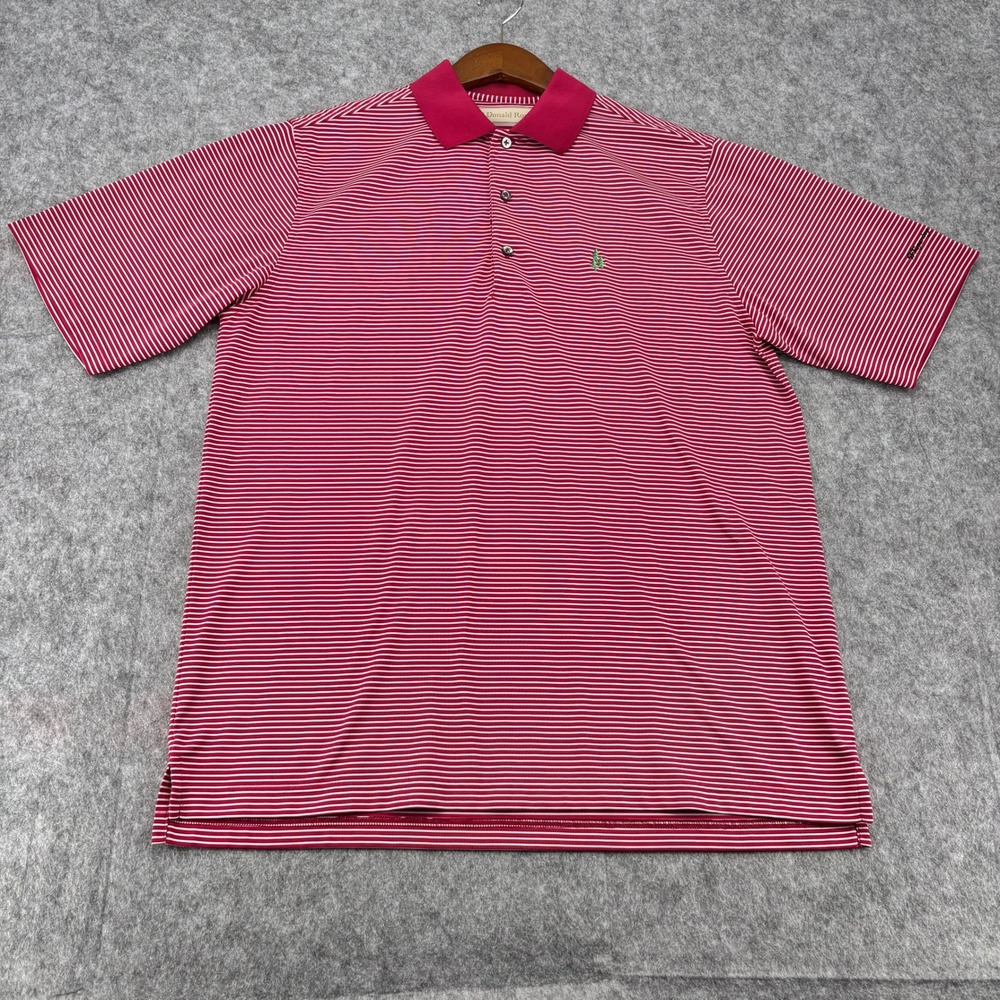 Donald Ross Mens Striped Golf Polo Shirt Red White Whispering Pines GC Size M